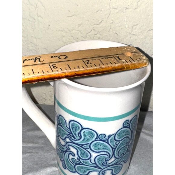 The Ana Grace Collection Ceramic Coffee Mug 12 Oz Blue & White Paisley Pattern - Picture 4 of 4